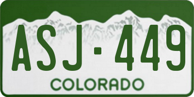 CO license plate ASJ449