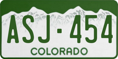 CO license plate ASJ454