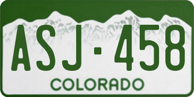CO license plate ASJ458