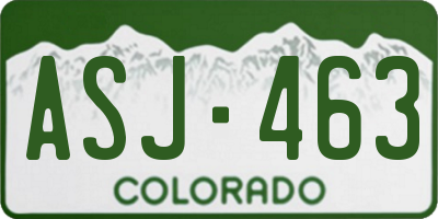 CO license plate ASJ463