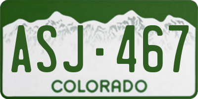 CO license plate ASJ467