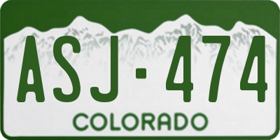CO license plate ASJ474