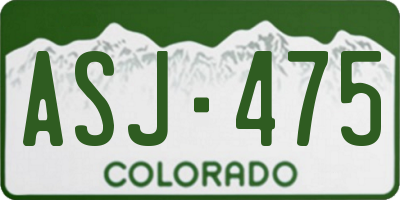 CO license plate ASJ475