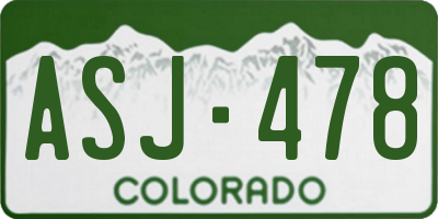 CO license plate ASJ478