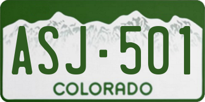 CO license plate ASJ501