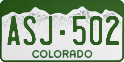 CO license plate ASJ502