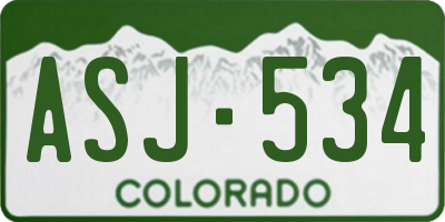 CO license plate ASJ534