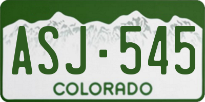 CO license plate ASJ545