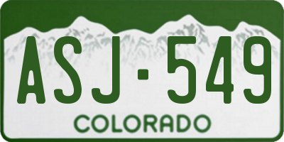 CO license plate ASJ549