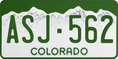 CO license plate ASJ562