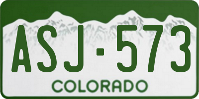 CO license plate ASJ573