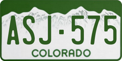 CO license plate ASJ575