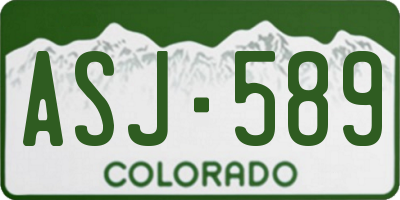 CO license plate ASJ589