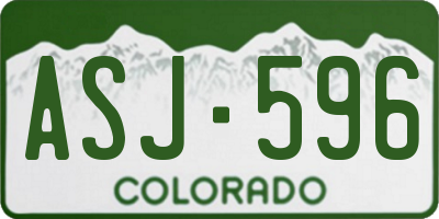 CO license plate ASJ596