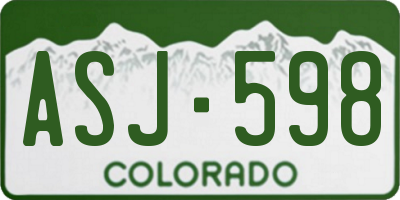 CO license plate ASJ598