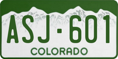 CO license plate ASJ601