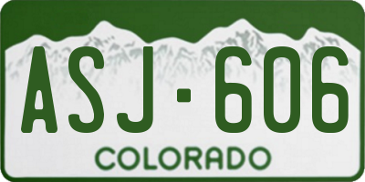 CO license plate ASJ606