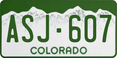 CO license plate ASJ607