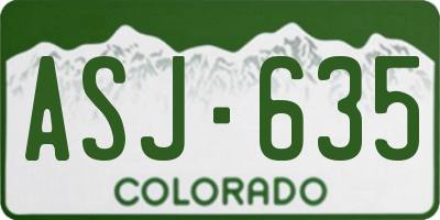 CO license plate ASJ635