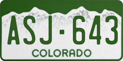 CO license plate ASJ643