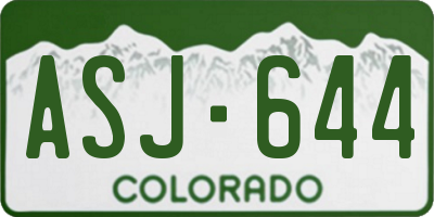 CO license plate ASJ644