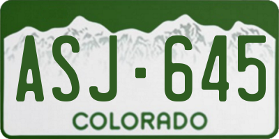 CO license plate ASJ645
