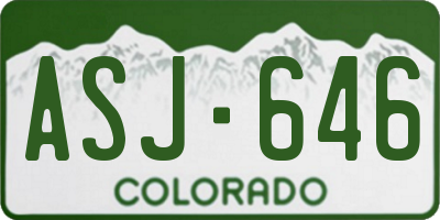 CO license plate ASJ646