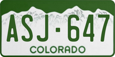 CO license plate ASJ647