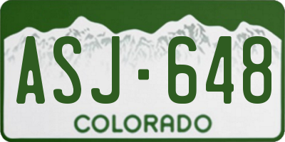 CO license plate ASJ648