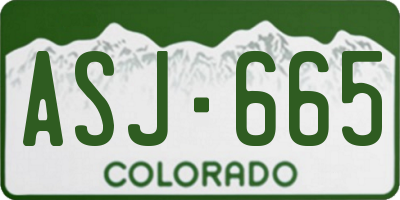 CO license plate ASJ665