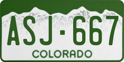 CO license plate ASJ667