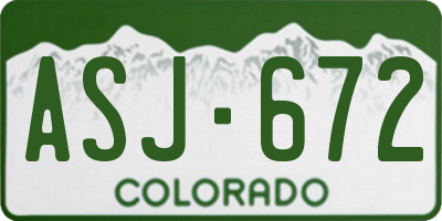 CO license plate ASJ672