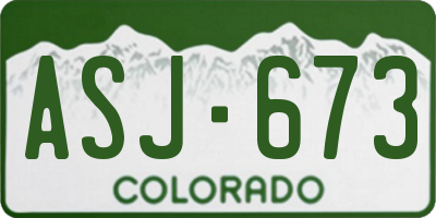CO license plate ASJ673