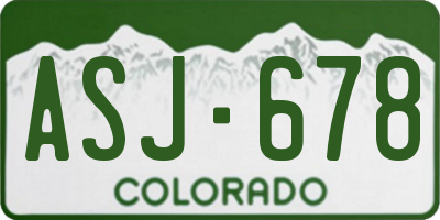 CO license plate ASJ678