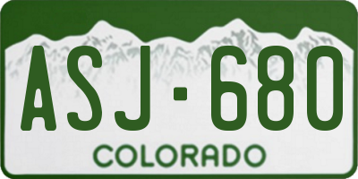 CO license plate ASJ680
