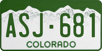 CO license plate ASJ681