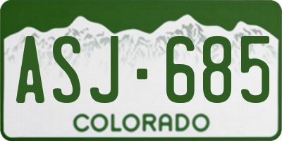 CO license plate ASJ685