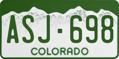 CO license plate ASJ698