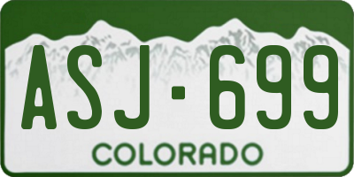 CO license plate ASJ699