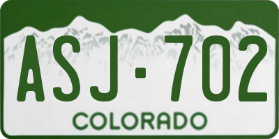CO license plate ASJ702