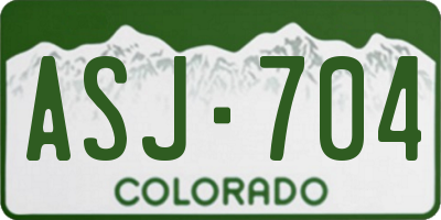 CO license plate ASJ704