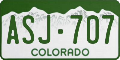 CO license plate ASJ707