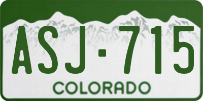 CO license plate ASJ715