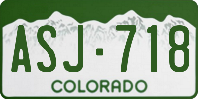 CO license plate ASJ718