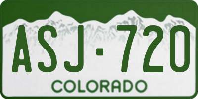 CO license plate ASJ720