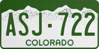 CO license plate ASJ722
