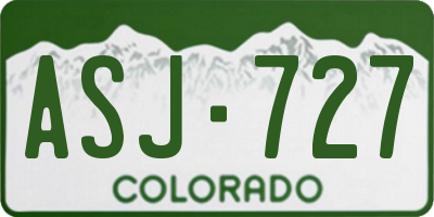 CO license plate ASJ727