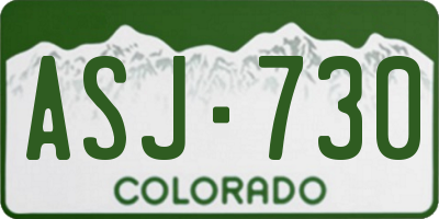 CO license plate ASJ730