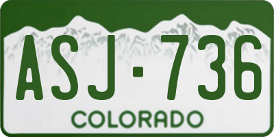 CO license plate ASJ736
