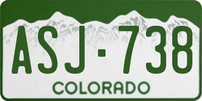 CO license plate ASJ738
